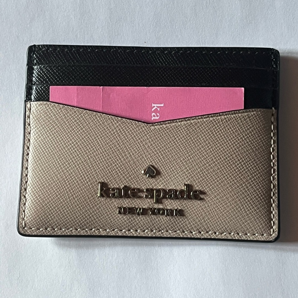 NWT Kate Spade Color Block Card Holders Kate Spade Beige Black Card Wallet